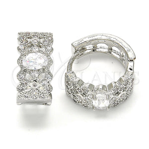 White Gold Filled Hoop Earrings — Huggie Hoop with White Cubic Zirconia Polished 02. — main product view — SKU 120587 | Oro Laminado Blanco aretes de aro — Huggie Hoop with blanco Cubic Zirconia pulido 02. — SKU 120587