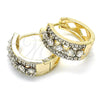 Oro Laminado Huggie Hoop, Gold Filled Style with White Cubic Zirconia, Polished, Two Tone, 02.210.0117.15
