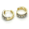 Oro Laminado Huggie Hoop, Gold Filled Style with White Cubic Zirconia, Polished, Two Tone, 02.210.0117.15