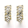 Oro Laminado Huggie Hoop, Gold Filled Style with White Cubic Zirconia, Polished, Two Tone, 02.210.0118.15