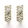 Oro Laminado Huggie Hoop, Gold Filled Style with White Cubic Zirconia, Polished, Two Tone, 02.210.0118.15
