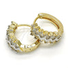 Oro Laminado Huggie Hoop, Gold Filled Style with White Cubic Zirconia, Polished, Two Tone, 02.210.0118.15