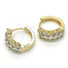 Oro Laminado Huggie Hoop, Gold Filled Style with White Cubic Zirconia, Polished, Two Tone, 02.210.0118.15