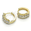 Oro Laminado Huggie Hoop, Gold Filled Style with White Cubic Zirconia, Polished, Two Tone, 02.210.0118.15