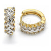 Oro Laminado Huggie Hoop, Gold Filled Style with White Cubic Zirconia, Polished, Two Tone, 02.210.0118.15
