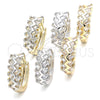 Oro Laminado Huggie Hoop, Gold Filled Style with White Cubic Zirconia, Polished, Two Tone, 02.210.0118.15