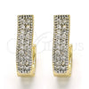 Oro Laminado Huggie Hoop, Gold Filled Style with White Cubic Zirconia, Polished, Two Tone, 02.210.0119.15