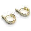 Oro Laminado Huggie Hoop, Gold Filled Style with White Cubic Zirconia, Polished, Two Tone, 02.210.0119.15