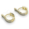 Oro Laminado Huggie Hoop, Gold Filled Style with White Cubic Zirconia, Polished, Two Tone, 02.210.0119.15