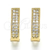 Oro Laminado Huggie Hoop, Gold Filled Style with White Cubic Zirconia, Polished, Golden Finish, 02.210.0119.2.15
