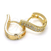 Oro Laminado Huggie Hoop, Gold Filled Style with White Cubic Zirconia, Polished, Golden Finish, 02.210.0119.2.15
