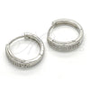 Rhodium Gold Filled Huggie Hoop, with White Micro Pave, Polished, Rhodium Finish, 02.210.0121.1.20