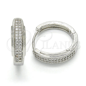 White Gold Filled Hoop Earrings — Huggie Hoop with White Micro Pave Polished 02. — main product view — SKU 120602 | Oro Laminado Blanco aretes de aro — Huggie Hoop with blanco Micro Pave pulido 02. — SKU 120602