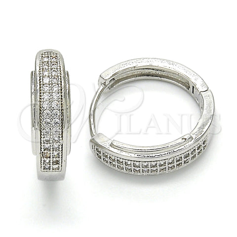 Rhodium Gold Filled Huggie Hoop, with White Micro Pave, Polished, Rhodium Finish, 02.210.0121.1.20