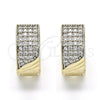 Oro Laminado Huggie Hoop, Gold Filled Style with White Cubic Zirconia, Polished, Two Tone, 02.210.0097.5.15