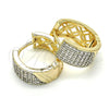 Oro Laminado Huggie Hoop, Gold Filled Style with White Cubic Zirconia, Polished, Two Tone, 02.210.0097.5.15