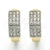 Oro Laminado Huggie Hoop, Gold Filled Style with White Cubic Zirconia, Polished, Two Tone, 02.210.0124.20