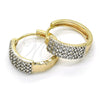 Oro Laminado Huggie Hoop, Gold Filled Style with White Cubic Zirconia, Polished, Two Tone, 02.210.0124.20