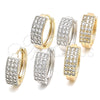 Oro Laminado Huggie Hoop, Gold Filled Style with White Cubic Zirconia, Polished, Two Tone, 02.210.0124.20