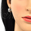 Oro Laminado Huggie Hoop, Gold Filled Style with White Cubic Zirconia, Polished, Two Tone, 02.210.0125.15