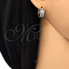 Oro Laminado Huggie Hoop, Gold Filled Style with White Cubic Zirconia, Polished, Two Tone, 02.210.0125.15
