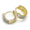 Oro Laminado Huggie Hoop, Gold Filled Style with White Cubic Zirconia, Polished, Two Tone, 02.210.0125.15