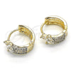 Oro Laminado Huggie Hoop, Gold Filled Style with White Cubic Zirconia, Polished, Two Tone, 02.210.0125.15