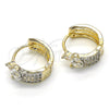 Oro Laminado Huggie Hoop, Gold Filled Style with White Cubic Zirconia, Polished, Two Tone, 02.210.0125.15