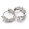 Rhodium Gold Filled Huggie Hoop, with White Cubic Zirconia, Polished, Rhodium Finish, 02.210.0125.1.15