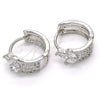 Rhodium Gold Filled Huggie Hoop, with White Cubic Zirconia, Polished, Rhodium Finish, 02.210.0125.1.15