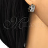 Oro Laminado Huggie Hoop, Gold Filled Style Butterfly Design, with White Cubic Zirconia, Polished, Two Tone, 02.210.0136.2.15