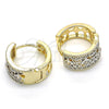 Oro Laminado Huggie Hoop, Gold Filled Style Butterfly Design, with White Cubic Zirconia, Polished, Two Tone, 02.210.0136.2.15