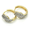 Oro Laminado Huggie Hoop, Gold Filled Style with White Cubic Zirconia, Polished, Two Tone, 02.210.0088.2.20