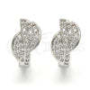 Rhodium Gold Filled Huggie Hoop, with White Cubic Zirconia, Polished, Rhodium Finish, 02.210.0088.3.20
