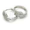 Rhodium Gold Filled Huggie Hoop, with White Cubic Zirconia, Polished, Rhodium Finish, 02.210.0088.3.20