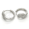 Rhodium Gold Filled Huggie Hoop, with White Cubic Zirconia, Polished, Rhodium Finish, 02.210.0088.3.20