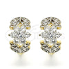 Oro Laminado Huggie Hoop, Gold Filled Style Flower and Leaf Design, with White Cubic Zirconia, Polished, Two Tone, 02.210.0126.15