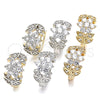 Oro Laminado Huggie Hoop, Gold Filled Style Flower and Leaf Design, with White Cubic Zirconia, Polished, Two Tone, 02.210.0126.15