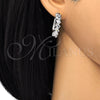 Rhodium Gold Filled Huggie Hoop, Baguette Design, with White Cubic Zirconia, Polished, Rhodium Finish, 02.210.0127.1.25