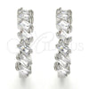 Rhodium Gold Filled Huggie Hoop, Baguette Design, with White Cubic Zirconia, Polished, Rhodium Finish, 02.210.0127.1.25