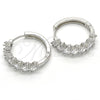 Rhodium Gold Filled Huggie Hoop, Baguette Design, with White Cubic Zirconia, Polished, Rhodium Finish, 02.210.0127.1.25