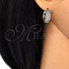 Oro Laminado Huggie Hoop, Gold Filled Style with White Cubic Zirconia, Polished, Two Tone, 02.210.0129.20