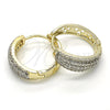 Oro Laminado Huggie Hoop, Gold Filled Style with White Cubic Zirconia, Polished, Two Tone, 02.210.0129.20