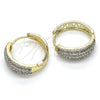 Oro Laminado Huggie Hoop, Gold Filled Style with White Cubic Zirconia, Polished, Two Tone, 02.210.0129.20