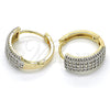 Oro Laminado Huggie Hoop, Gold Filled Style with White Cubic Zirconia, Polished, Two Tone, 02.210.0130.20