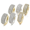 Oro Laminado Huggie Hoop, Gold Filled Style with White Cubic Zirconia, Polished, Two Tone, 02.210.0130.20