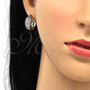 Oro Laminado Huggie Hoop, Gold Filled Style with White Cubic Zirconia, Polished, Two Tone, 02.210.0132.20