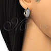 Oro Laminado Huggie Hoop, Gold Filled Style with White Cubic Zirconia, Polished, Two Tone, 02.210.0132.20