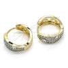 Oro Laminado Huggie Hoop, Gold Filled Style with White Cubic Zirconia, Polished, Two Tone, 02.210.0132.20