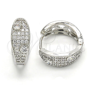 White Gold Filled Hoop Earrings — Huggie Hoop with White Cubic Zirconia Polished 02. — main product view — SKU 120640 | Oro Laminado Blanco aretes de aro — Huggie Hoop with blanco Cubic Zirconia pulido 02. — SKU 120640